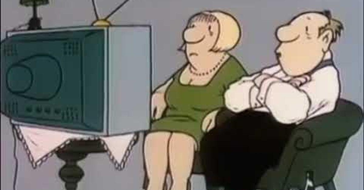 Deutscher lustiger Cartoon ~ Das Fernsehen كرتون السهرة مع الزوجة الرغاية 