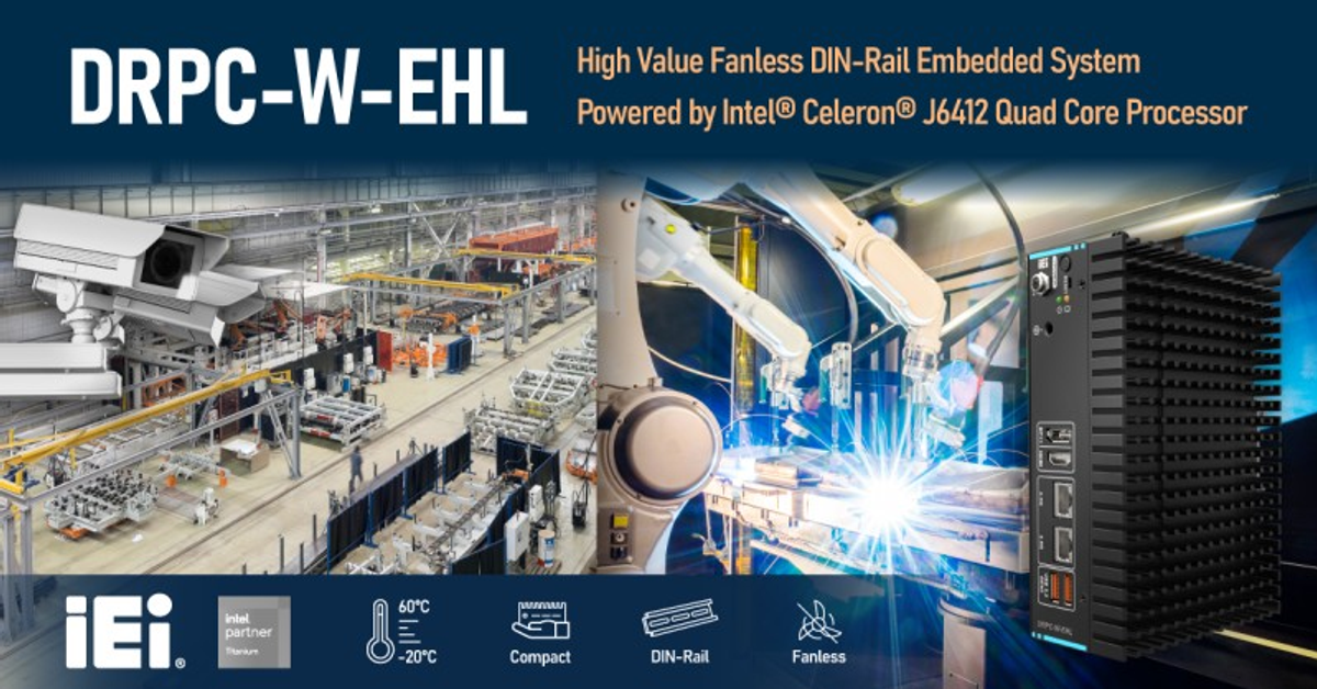 DRPC-W-EHL Fanless DIN-Rail Embedded System with Elkhart Lake Intel® Celeron™ Solution