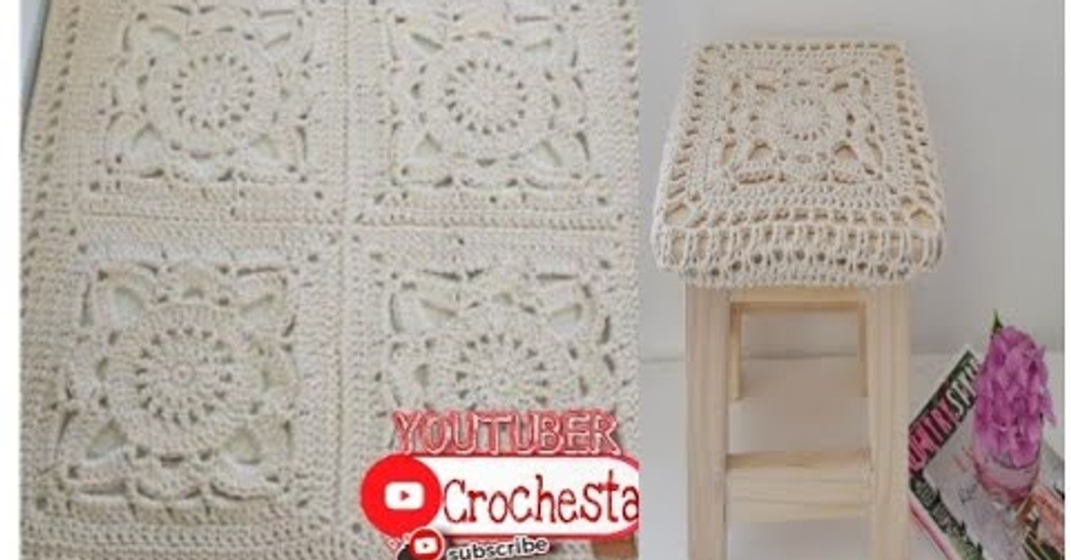 سجاده كروشيه تشبيك مربعات كروشيه بطريقه اختصار سطرين في سطر واحد &#x2F; crochet rug