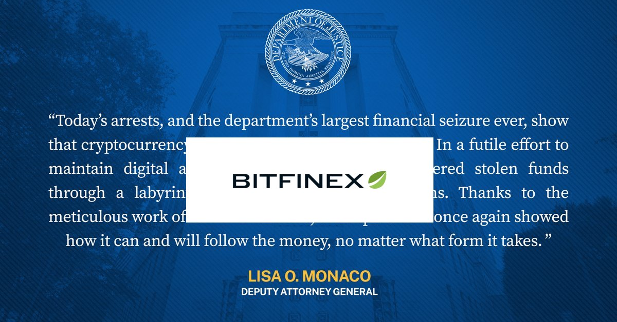 Bitfinex「12 萬枚比特幣竊案」破獲！夫妻遭美司法部凍結 36 億鎂 BTC、成史上最大加密扣押 | 動區動趨-最具影響力的區塊鏈媒體