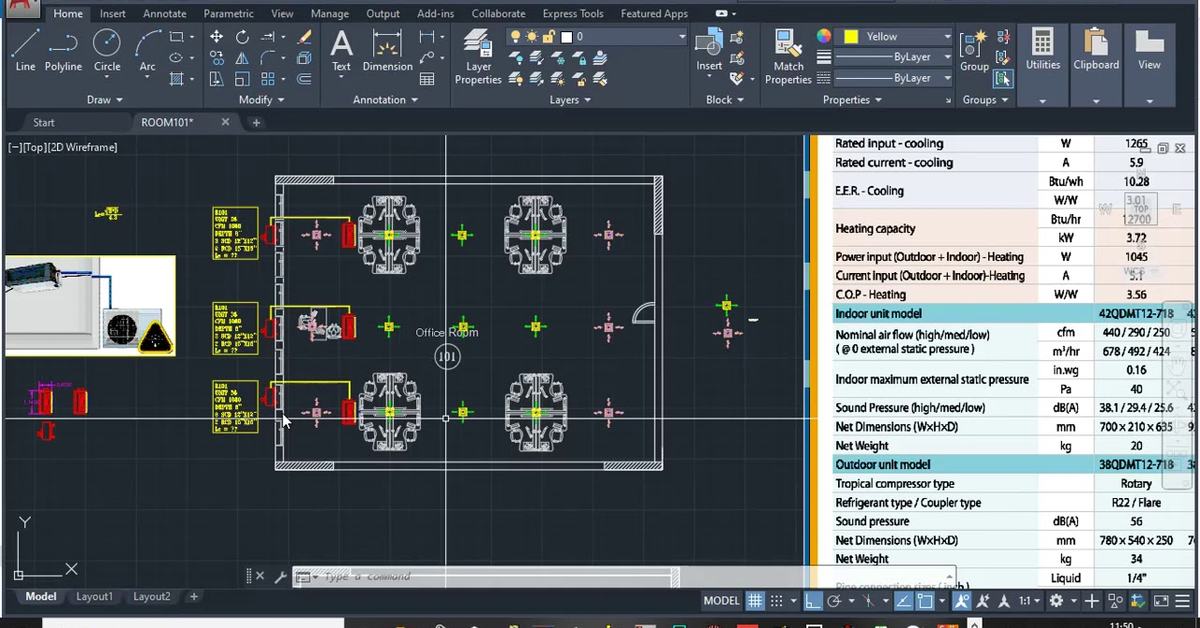 3-7 المحاضرة الثالثة في تصميم hvac على برنامج الكاد AutoCAD كيفية رسم وتصميم الدكت