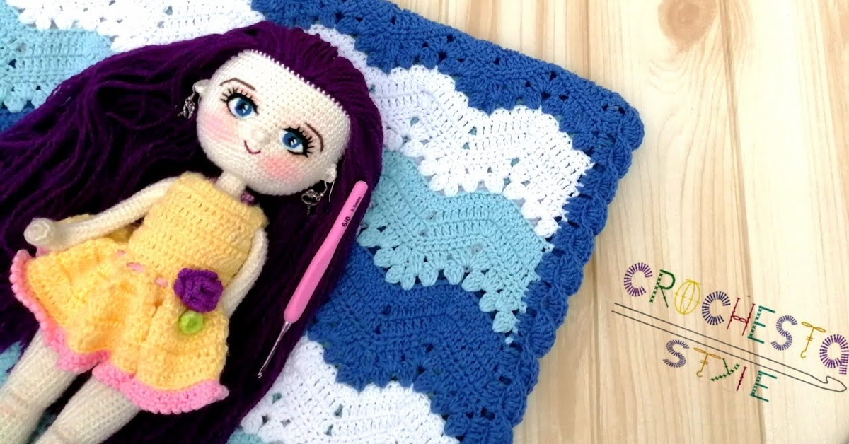 كروشيه مفرش&#x2F;كوفرته بيبي كروشيه بغرزه الزجزاج &#x2F;crochet zig zag stitch